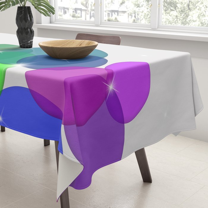 Translucent Rainbow Colored Circles with Sparkles - Multi Colored Tablecloth Gallery Image 3