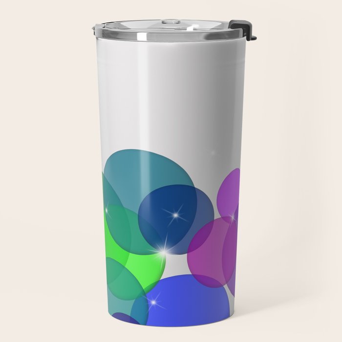 Translucent Rainbow Colored Circles with Sparkles - Multi Colored Travel Mug Gallery Image 2