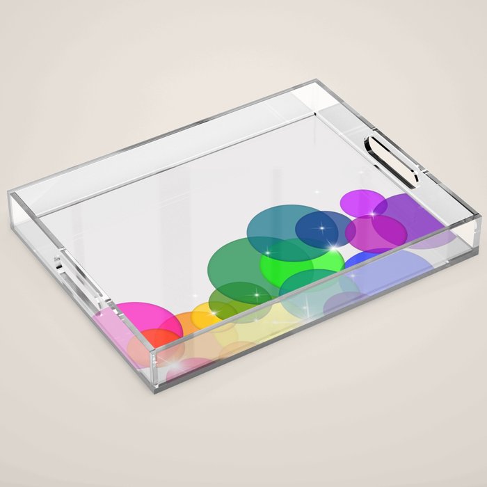 Translucent Rainbow Colored Circles with Sparkles - Multi Colored Acrylic Tray Gallery Image 1
