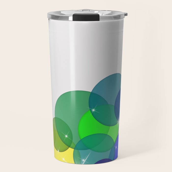 Translucent Rainbow Colored Circles with Sparkles - Multi Colored Travel Mug Gallery Image 1