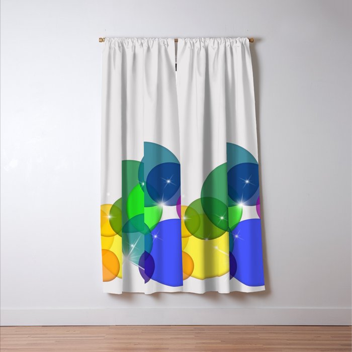 Translucent Rainbow Colored Circles with Sparkles - Multi Colored Window Curtain Gallery Image 3