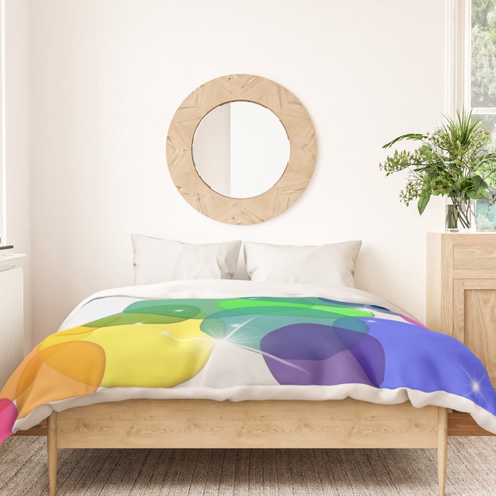 Translucent Rainbow Colored Circles with Sparkles - Multi Colored Duvet Cover Gallery Image 3