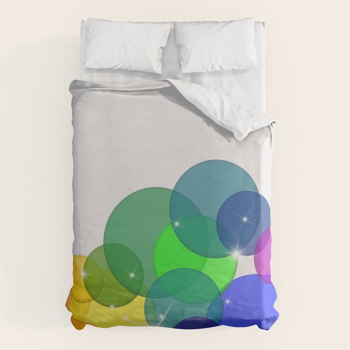 Translucent Rainbow Colored Circles with Sparkles - Multi Colored Duvet Cover Gallery Image 6
