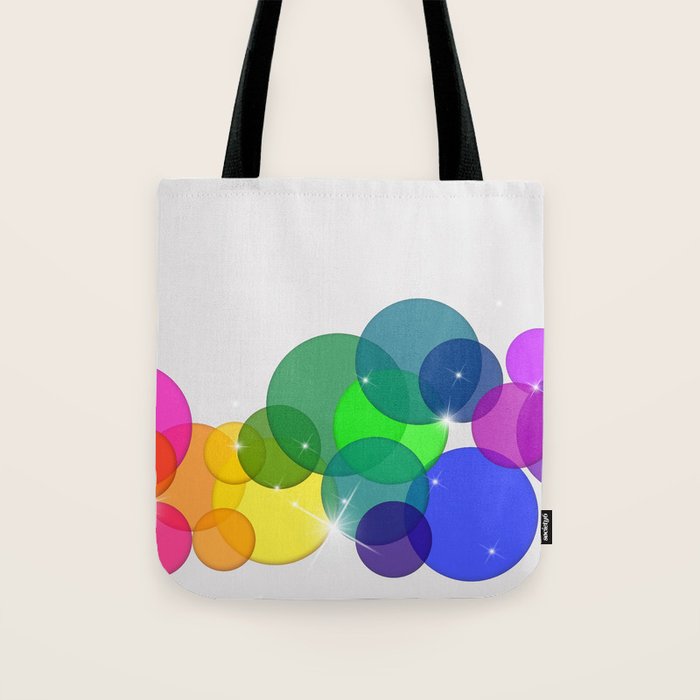 Translucent Rainbow Colored Circles with Sparkles - Multi Colored Tote Bag Gallery Image 1