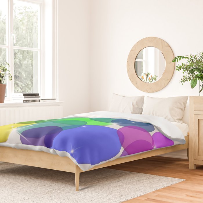 Translucent Rainbow Colored Circles with Sparkles - Multi Colored Duvet Cover Gallery Image 2