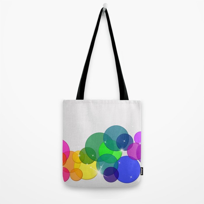 Translucent Rainbow Colored Circles with Sparkles - Multi Colored Tote Bag Gallery Image 2