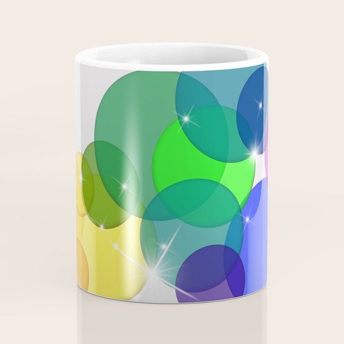 Translucent Rainbow Colored Circles with Sparkles - Multi Colored Coffee Mug Gallery Image 4
