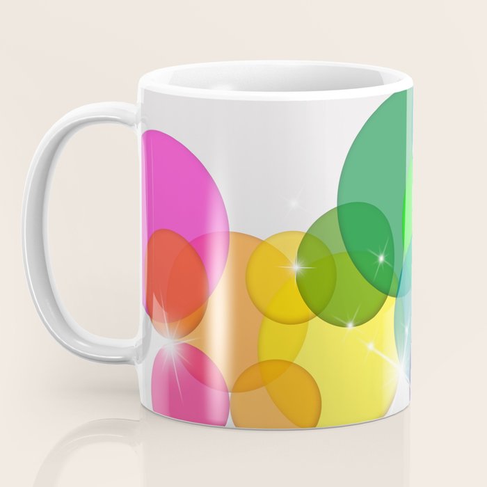 Translucent Rainbow Colored Circles with Sparkles - Multi Colored Coffee Mug Gallery Image 3