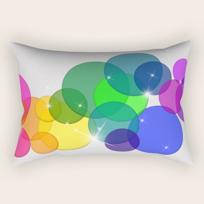 Translucent Rainbow Colored Circles with Sparkles - Multi Colored Rectangular Pillow Gallery Image 1