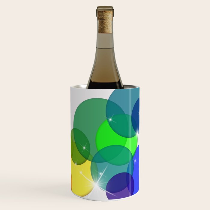 Translucent Rainbow Colored Circles with Sparkles - Multi Colored Wine Chiller Gallery Image 1