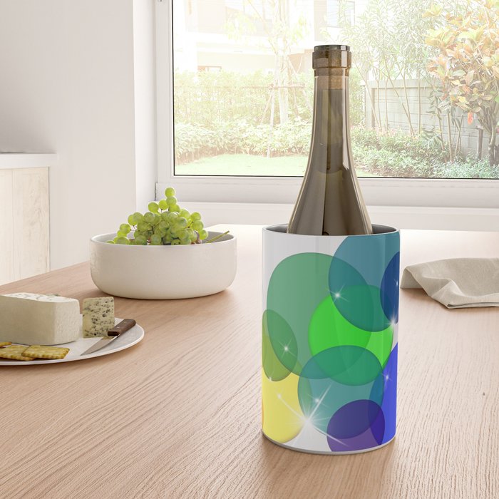 Translucent Rainbow Colored Circles with Sparkles - Multi Colored Wine Chiller Gallery Image 4