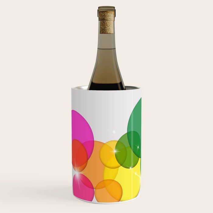 Translucent Rainbow Colored Circles with Sparkles - Multi Colored Wine Chiller Gallery Image 2