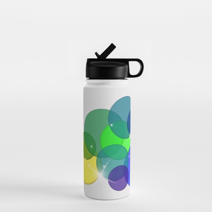 Translucent Rainbow Colored Circles with Sparkles - Multi Colored Water Bottle