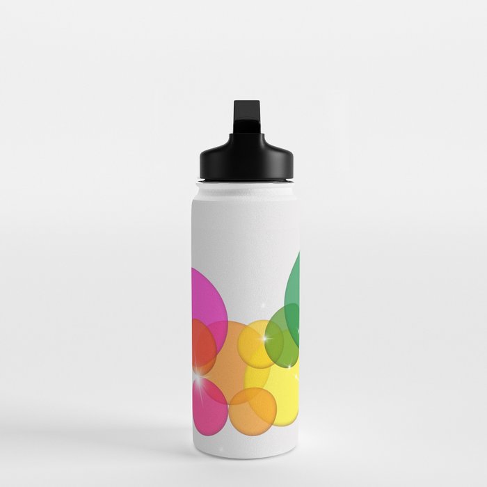 Translucent Rainbow Colored Circles with Sparkles - Multi Colored Water Bottle Gallery Image 3