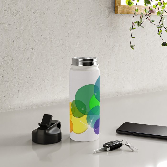 Translucent Rainbow Colored Circles with Sparkles - Multi Colored Water Bottle Gallery Image 4