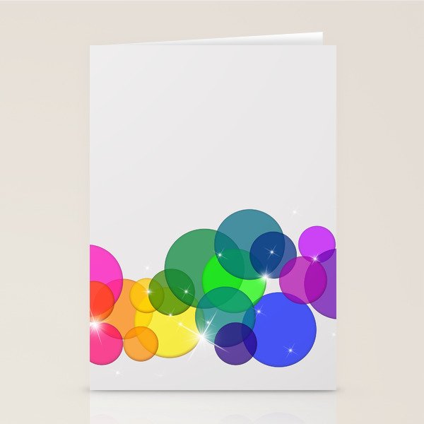 Translucent Rainbow Colored Circles with Sparkles - Multi Colored Stationery Card Gallery Image 1