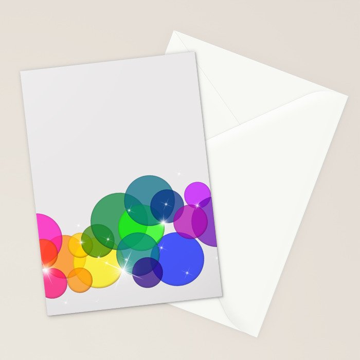 Translucent Rainbow Colored Circles with Sparkles - Multi Colored Stationery Card Gallery Image 2
