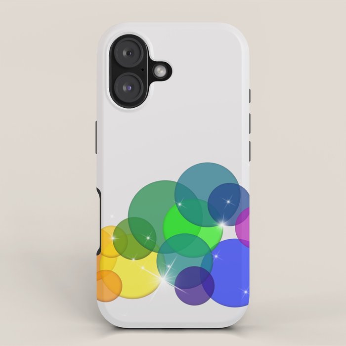 Translucent Rainbow Colored Circles with Sparkles - Multi Colored iPhone Case Gallery Image 1