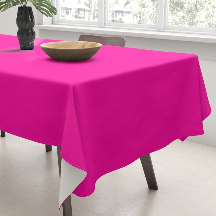Girly modern neon pink solid color Tablecloth Gallery Image 3