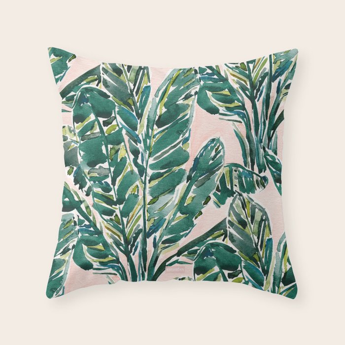 BIG FEELINGS Banana Leaf Tropical Throw Pillow Gallery Image 6
