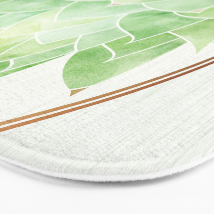 Watercolor Succulent Plant with Metallic Gold Bath Mat Gallery Image 3