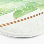 Watercolor Succulent Plant with Metallic Gold Bath Mat Gallery Image 3