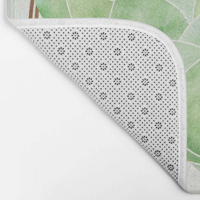 Watercolor Succulent Plant with Metallic Gold Bath Mat Gallery Image 2