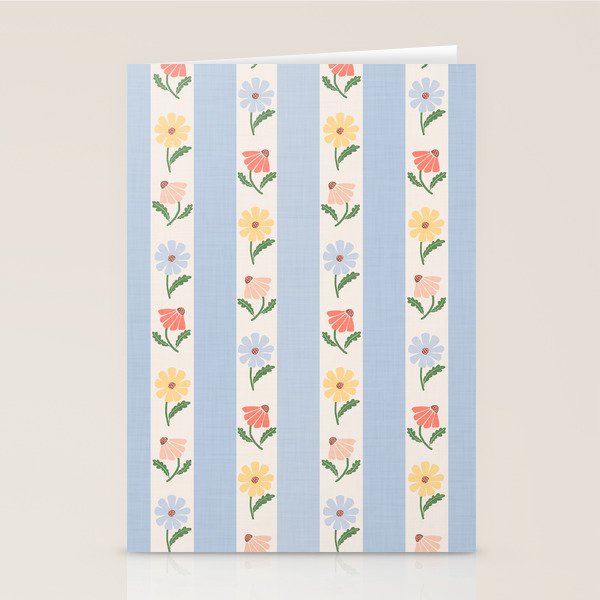 Sweet Floral Stripes - vintage blue Stationery Card Gallery Image 2