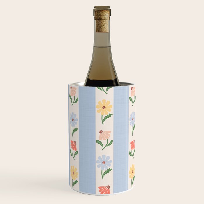 Sweet Floral Stripes - vintage blue Wine Chiller Gallery Image 1