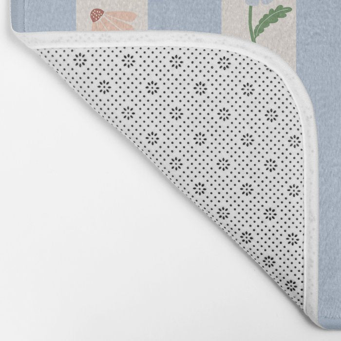 Sweet Floral Stripes - vintage blue Bath Mat Gallery Image 2