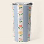 Sweet Floral Stripes - vintage blue Travel Mug Gallery Image 2