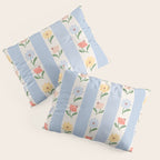Sweet Floral Stripes - vintage blue Pillow Sham Gallery Image 3