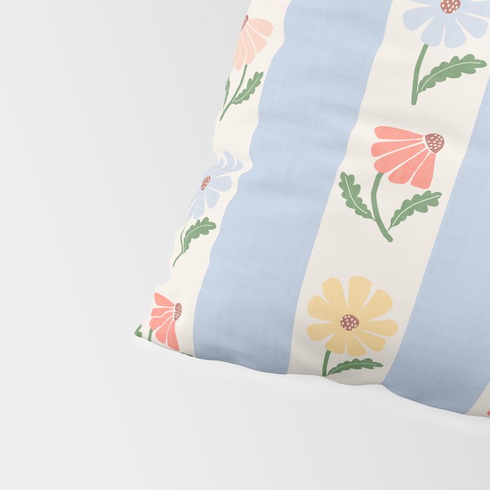 Sweet Floral Stripes - vintage blue Pillow Sham Gallery Image 4