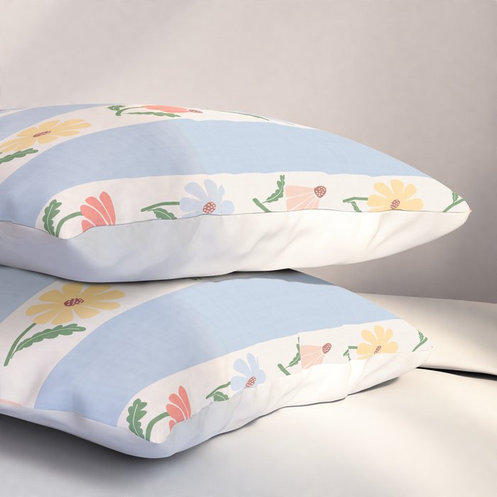 Sweet Floral Stripes - vintage blue Pillow Sham Gallery Image 3