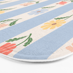 Sweet Floral Stripes - vintage blue Bath Mat Gallery Image 3