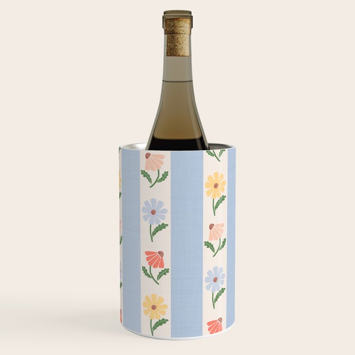 Sweet Floral Stripes - vintage blue Wine Chiller Gallery Image 3