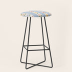 Sweet Floral Stripes - vintage blue Stool Gallery Image 1