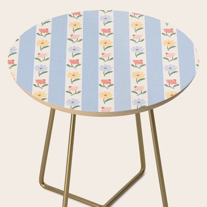 Sweet Floral Stripes - vintage blue Side Table Gallery Image 2