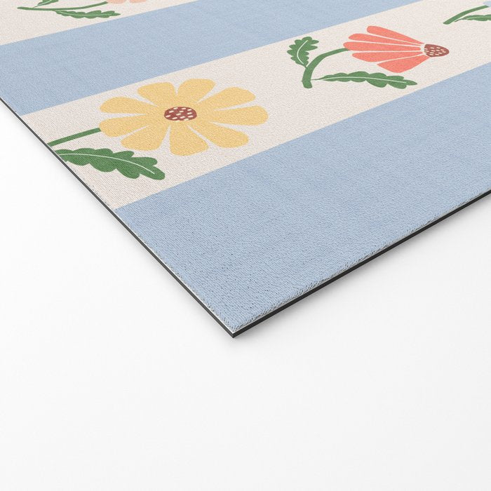 Sweet Floral Stripes - vintage blue Welcome Mat Gallery Image 2