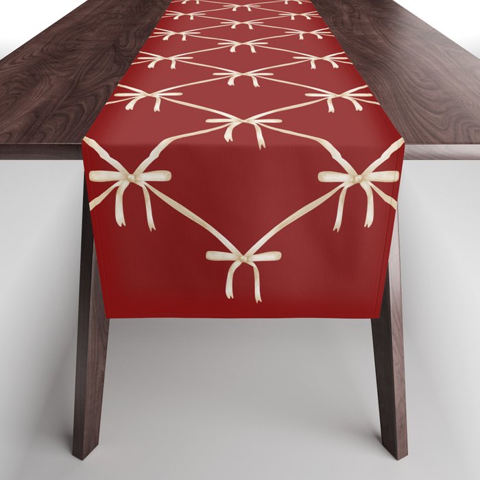 Bows & Ribbons Pattern XI Ruby Red Table Runner Gallery Image 1