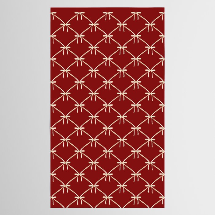 Bows & Ribbons Pattern XI Ruby Red Tablecloth Gallery Image 2