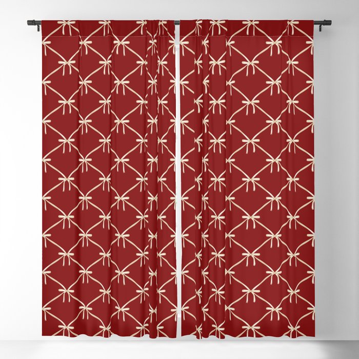 Bows & Ribbons Pattern XI Ruby Red Window Curtain Gallery Image 5