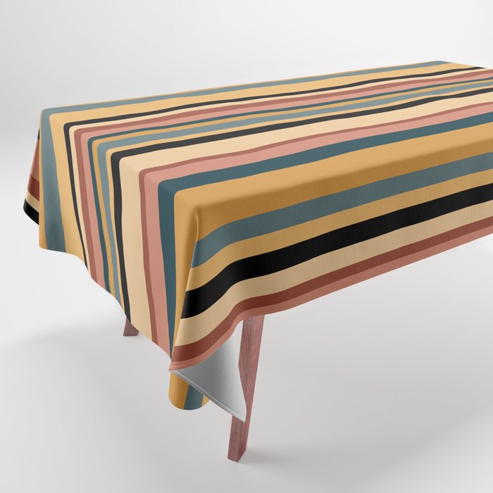 Classic Stripes X - Vintage Neutral Tablecloth Gallery Image 1