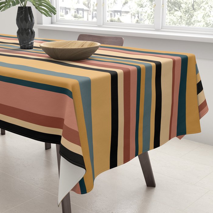 Classic Stripes X - Vintage Neutral Tablecloth Gallery Image 3