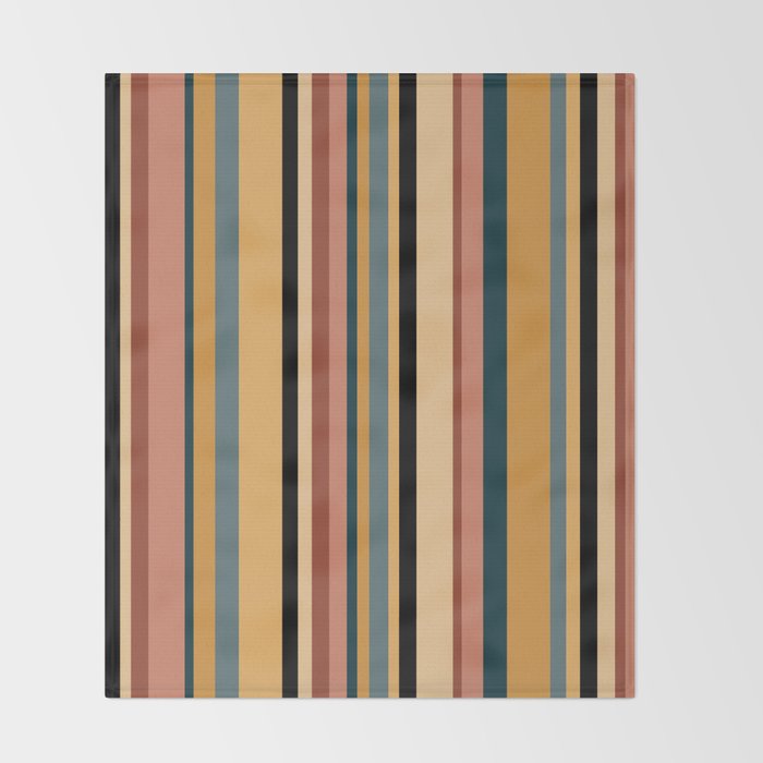 Classic Stripes X - Vintage Neutral Throw Blanket Gallery Image 2