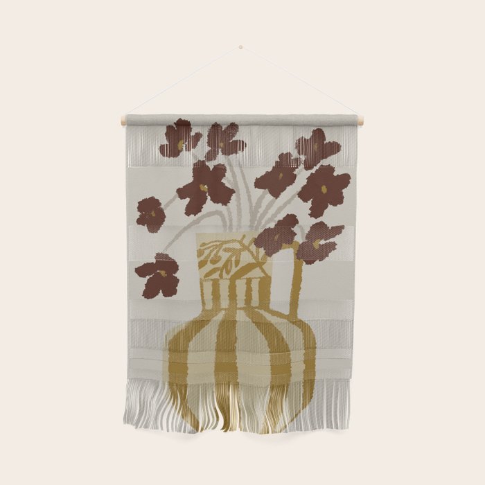 red flowers in a striped vase Wall Hanging Gallery Image 1