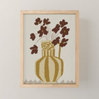 red flowers in a striped vase Mini Art Print Gallery Image 1