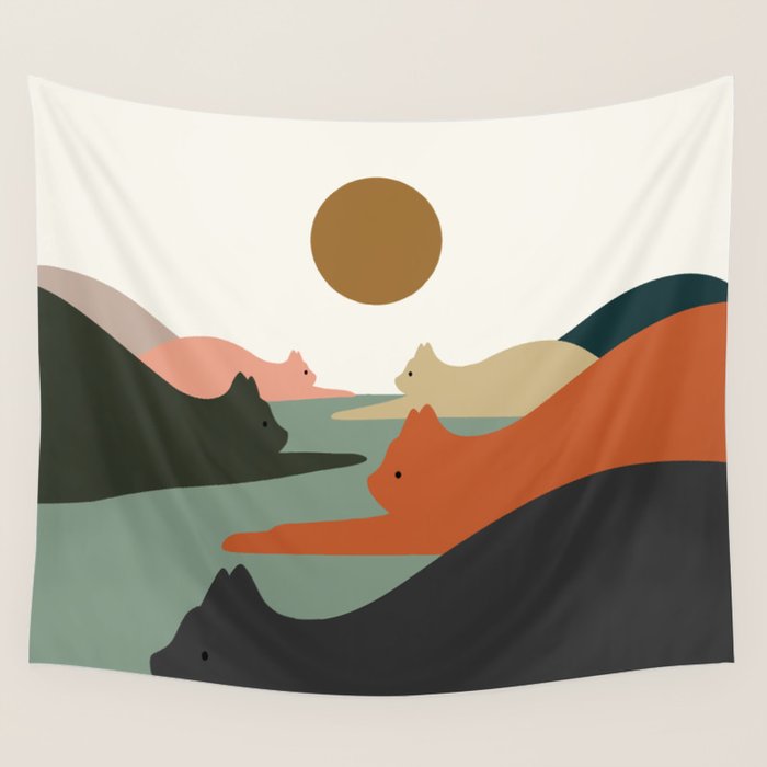 Cat Landscape 93 Wall Tapestry Gallery Image 1