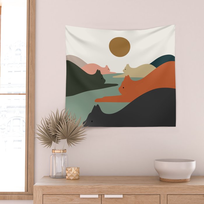 Cat Landscape 93 Wall Tapestry Gallery Image 2