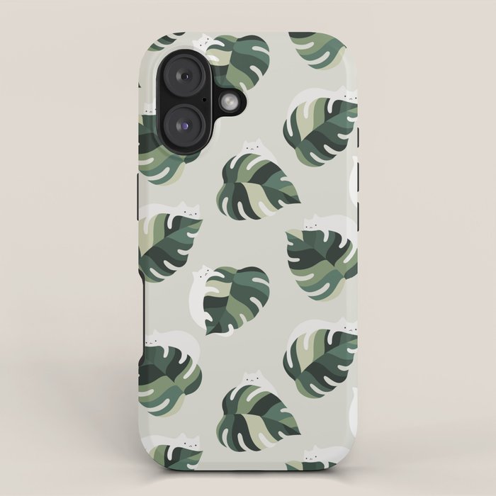 Cat and Plant Pattern 3 iPhone Case Gallery Image 1
